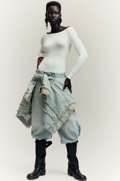 Boat-neck Bodysuit - Cream - Ladies | H&M US | H&M (US + CA)