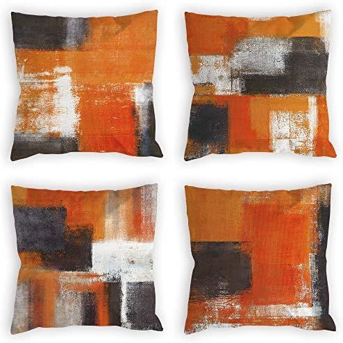 COLORPAPA Burnt Orange Throw Pillow Covers 18x18 Set of 4 Decorative Cushion Cover Taupe Abstract... | Amazon (US)