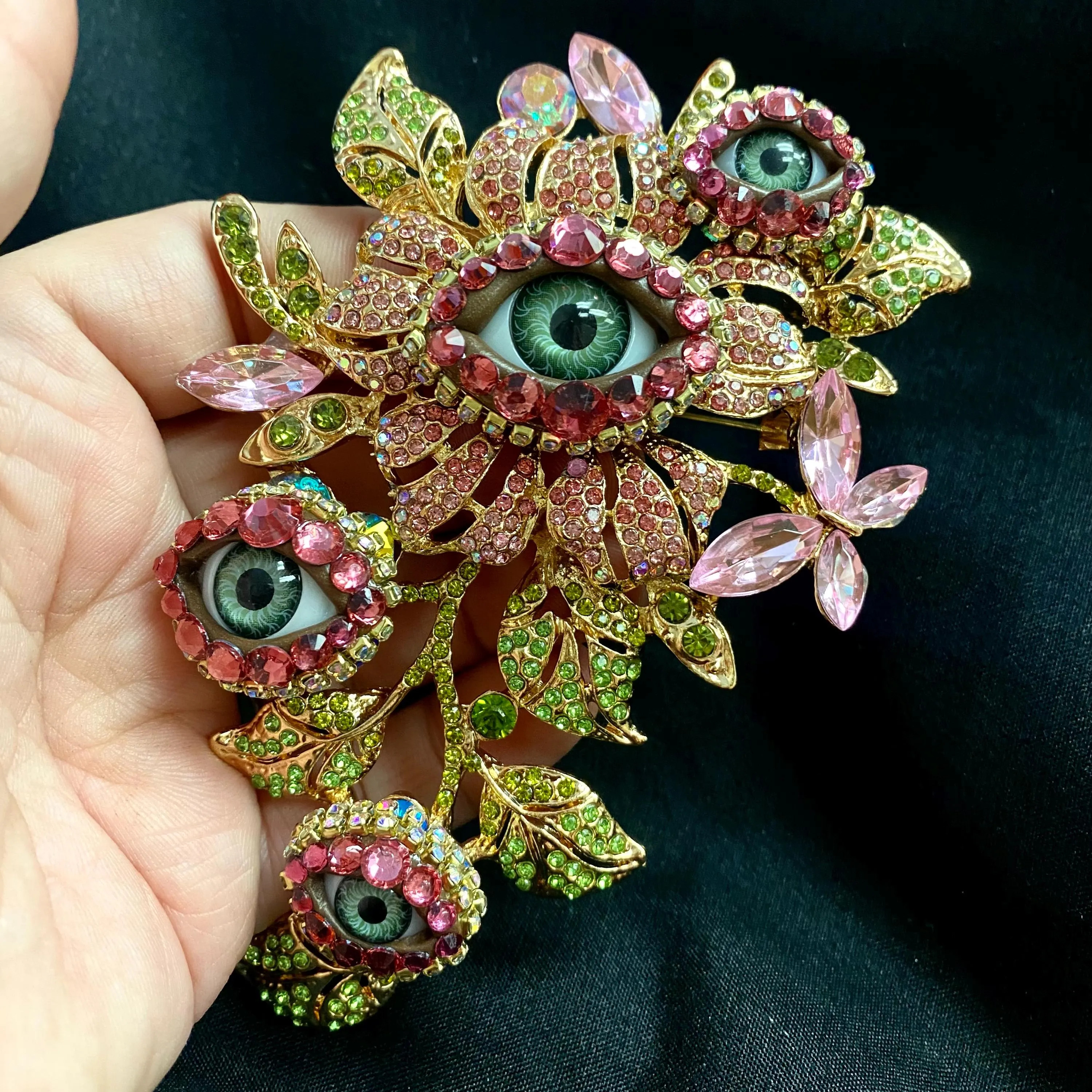 Rhinestone Floral Eye Brooch - Dramatic Statement Jewelry | Etsy (Global)