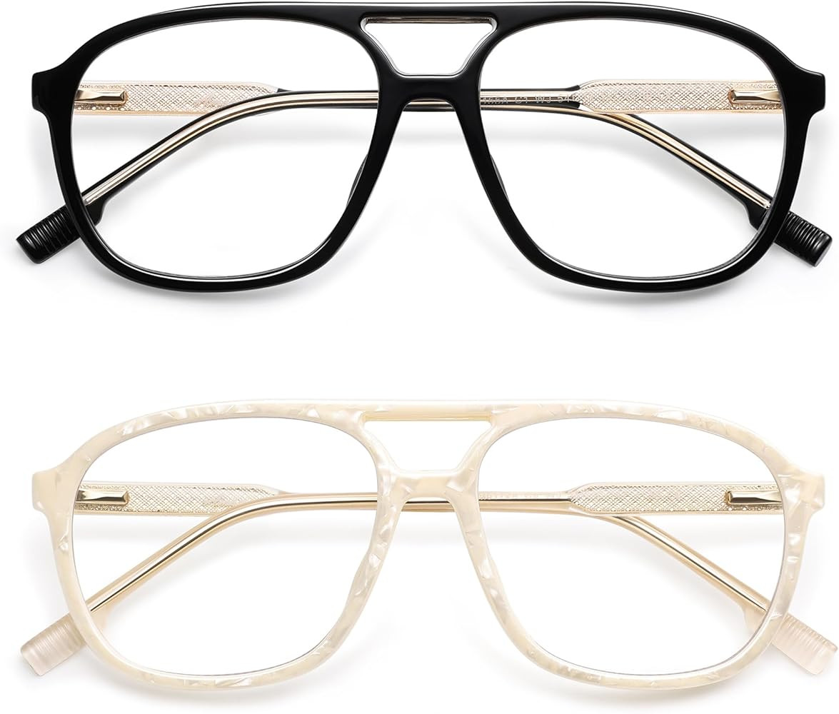 AMOMOMA Retro Blue Light Aviator Reading Glasses for Women Men,Vintage Square Computer Reader Fra... | Amazon (US)