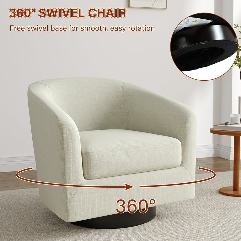 Swivel Accent Chair White Barrel Chair for Living Room, Modern Upholstered Round Swivel Arm Chair... | Walmart (US)