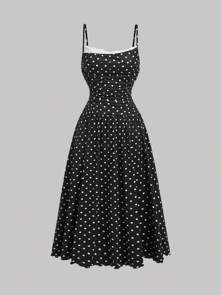 SHEIN MOD Robe Longue Élégante Avec Garniture En Dentelle Pour Femmes, Robe Pour Le Nouvel An, Robe De Fête De Noël, Vêtements Pour Femmes, Robes Élégantes Pour Femmes, Robe De Noël Pour Femmes, Robes Habillées Pour Femmes, Robe De Fête, Tenue De Thanksgiving, Robe De Nouvel An | SHEIN
