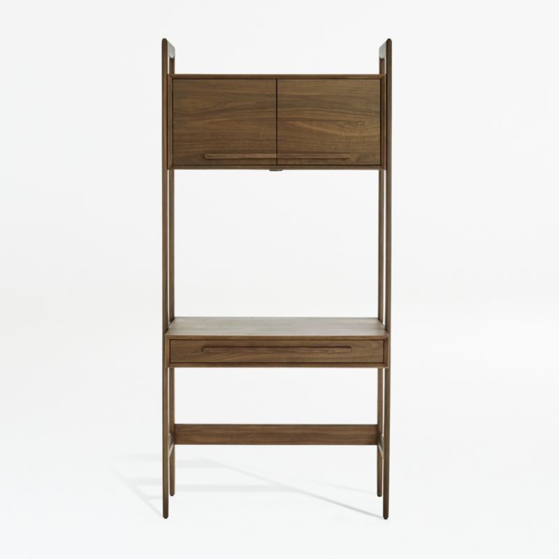 Tate Walnut Bookcase Desk with Outlet + Reviews | Crate & Barrel | Crate & Barrel