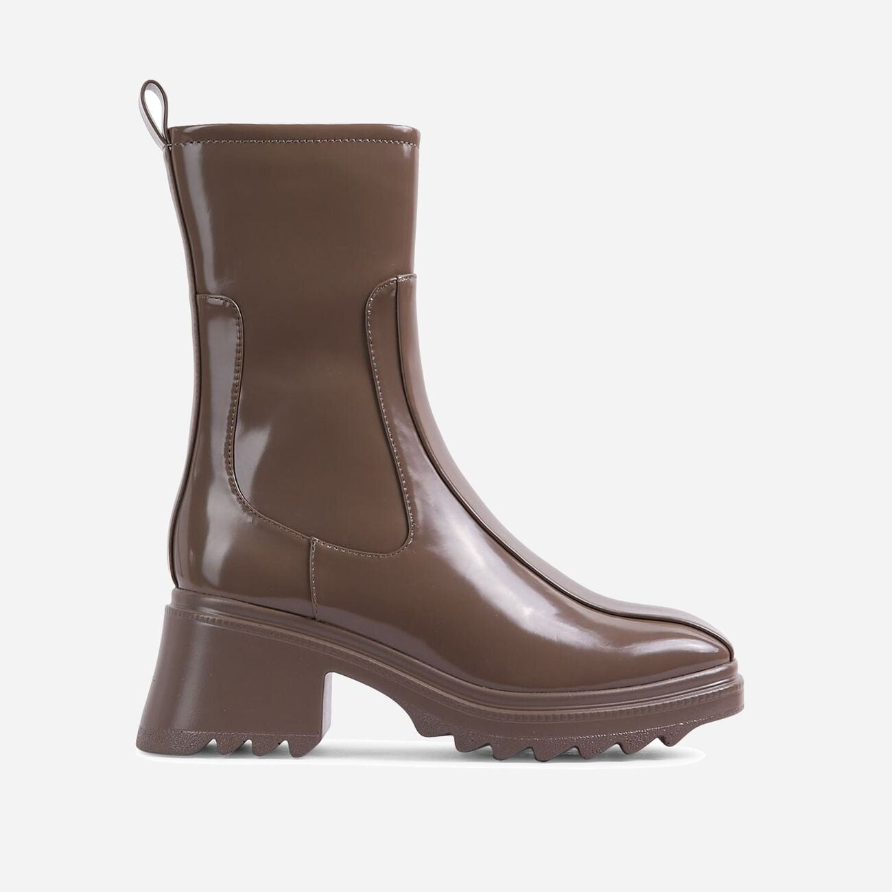 Rain-On-Me Block Heel Ankle Wellington Boot In Khaki Green | EGO Shoes (US & Canada)