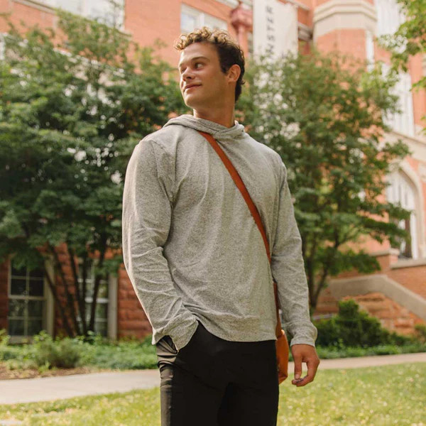 Men's Travel Hoodie, Heather Grey | Albion Fit
