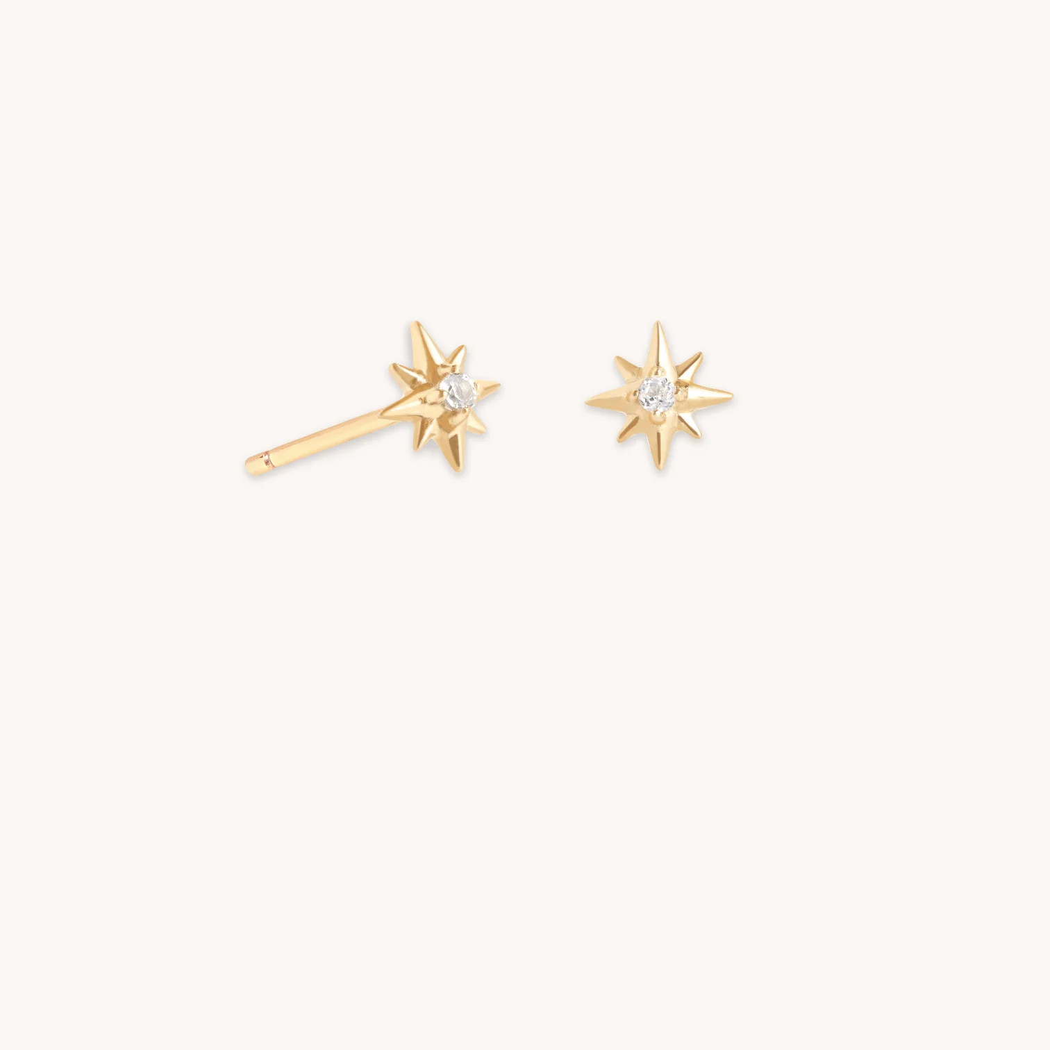 White Topaz Star Studs in Solid Gold | Astrid & Miyu UK