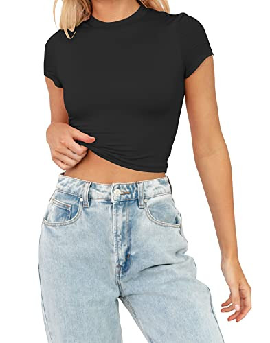 TECREW Womens Summer Short Sleeve Cute Crop Tops Casual Basic Crewneck Slim Fit T-Shirts | Amazon (US)