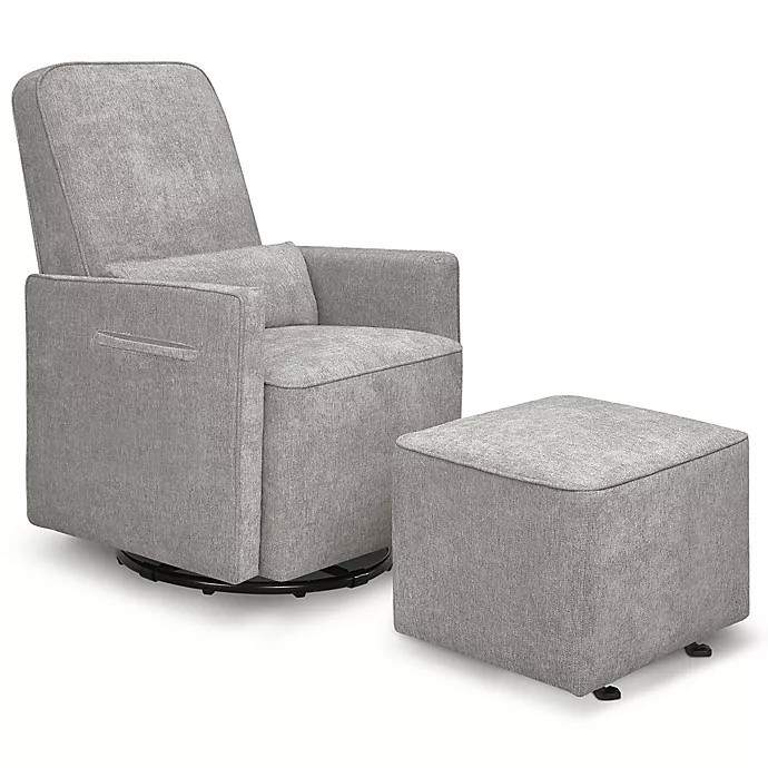 DaVinci Sierra Swivel Glider in Heathered Grey with Gliding Ottoman | buybuy BABY