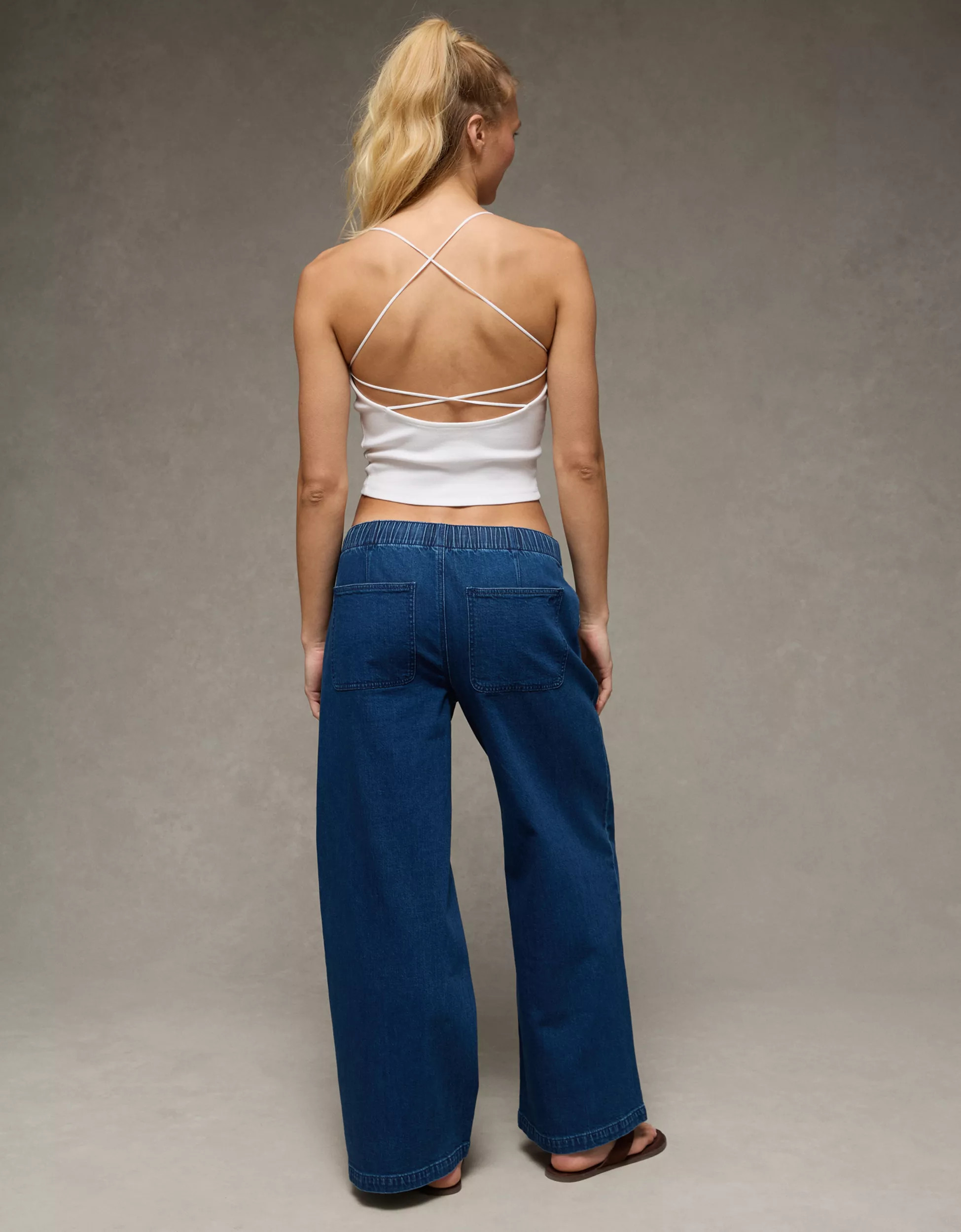 AE Dreamy Drape Strigid Low-Rise Baggy Ultra-Wide Leg Jean | American Eagle Outfitters (US & CA)