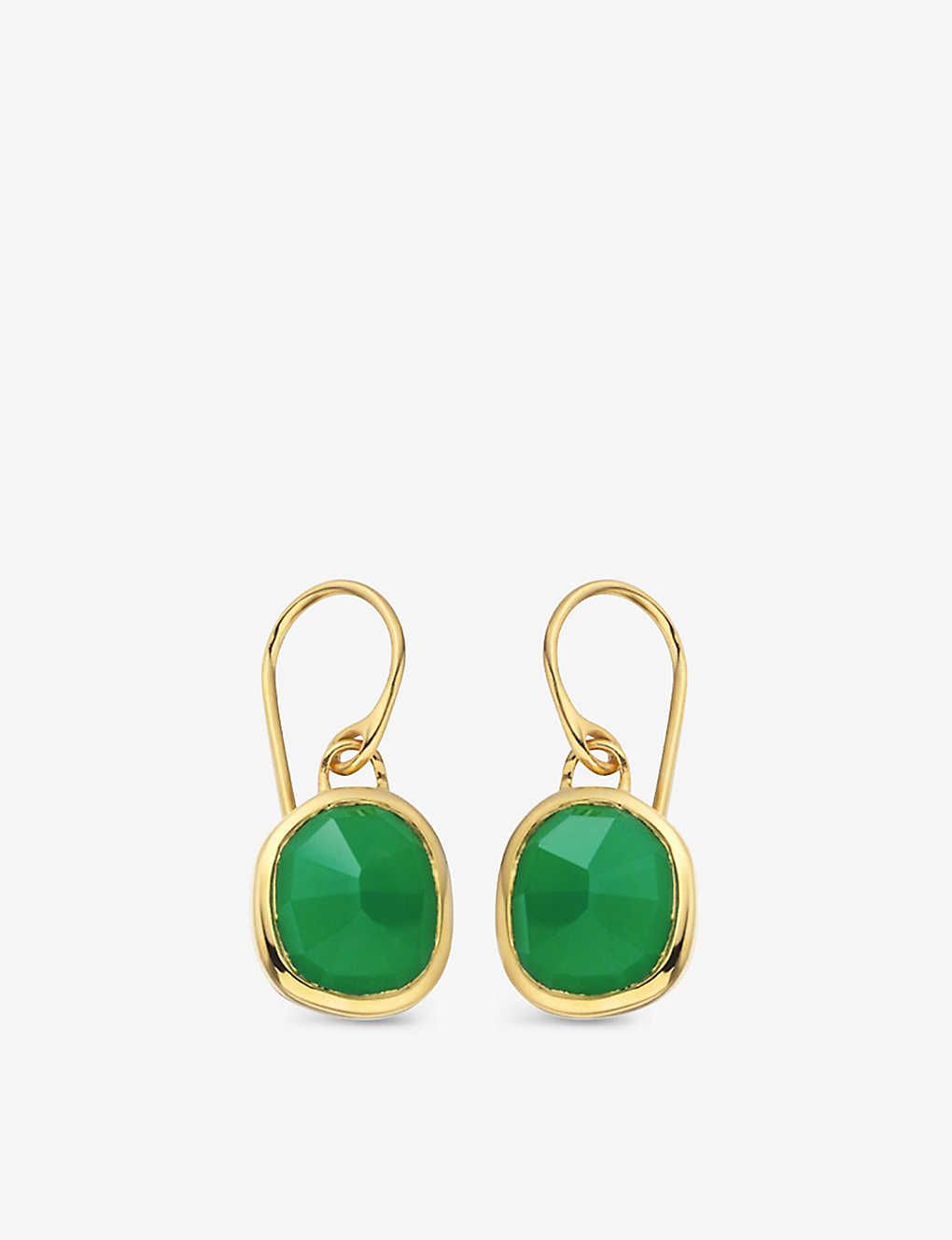 Siren 18ct gold-plated wire earrings with green onyx | Selfridges