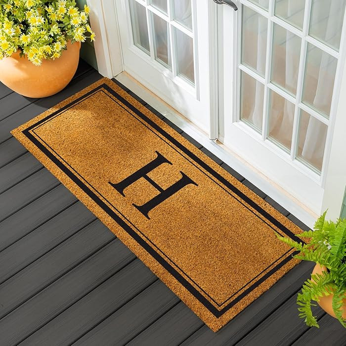 Evergreen Monogram Extra Large Coir Doormat, 60x24 Inches Front Door Mat, Outdoor Indoor Entrance... | Amazon (US)