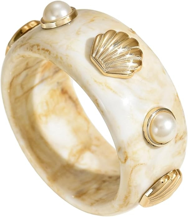 Chunky Bangle Bracelets for Women Acrylic Stretch Bracelets Resin Wrap Bangle Vintage Jewelry | Amazon (US)