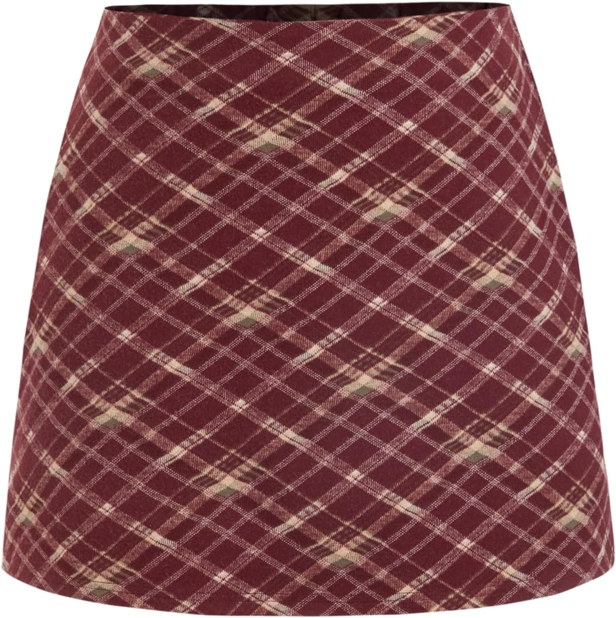 CIDER Plaid Mini Skirt for Women A Line High Waisted Short Skirt Zipper Casual Going Out Bottom Fall Fashion | Amazon (US)