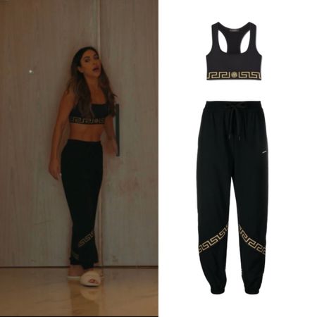 Get Details on Taleen Marie’s Black and Gold Sports Bra and Joggers