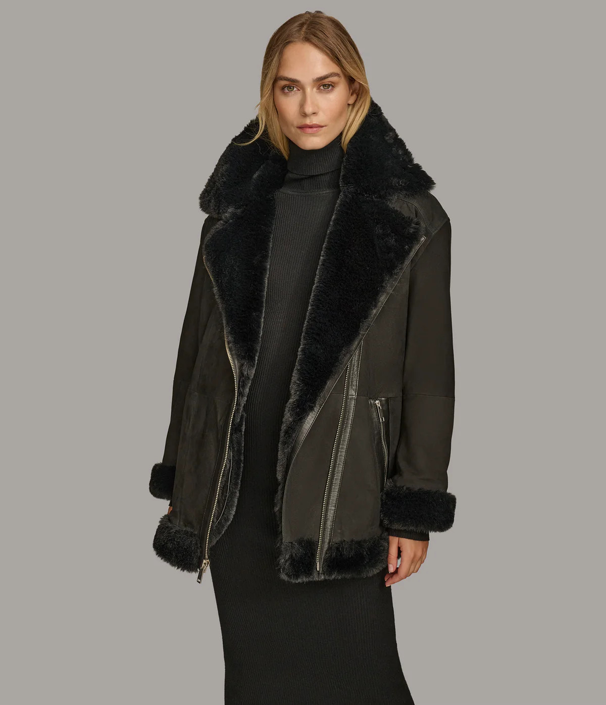 Giovanna Suede Asymmetrical With Faux Fur Lining | Wilsons Leather