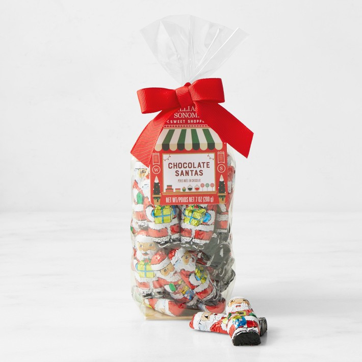 Foiled Chocolate Santas in Cello | Williams-Sonoma