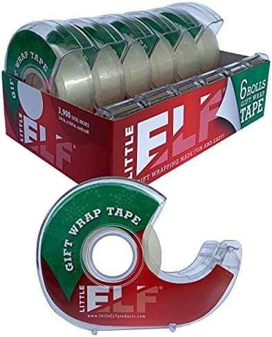 Little ELF Gift Wrap Tape, 6 Rolls, 3/4 x 650 Inches, Clear, Transparent Tape for Holidays, Wrapp... | Amazon (US)