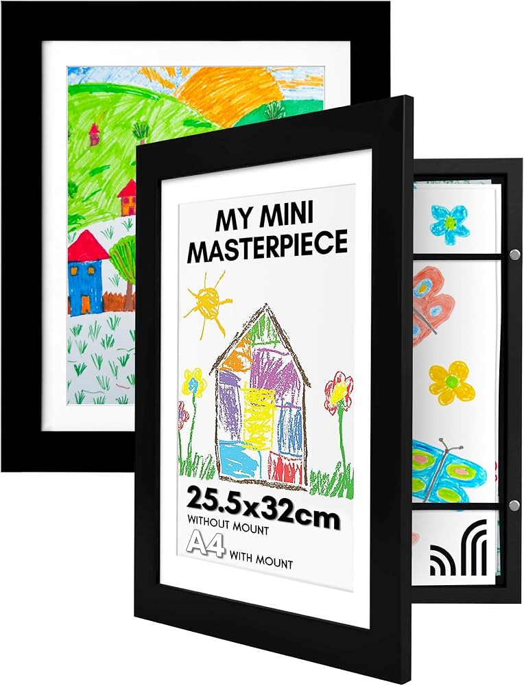 Americanflat - 2 Pack - Kids Artwork Frame Changeable (Black) - Magnetic Door Holds 100 Art Piece... | Amazon (US)