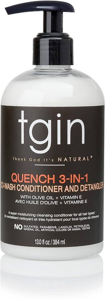 tgin Quench 3-in-1 Co-Wash Conditioner and Detangler For Dry Hair - Curly Hair - 13 Oz | Amazon (US)