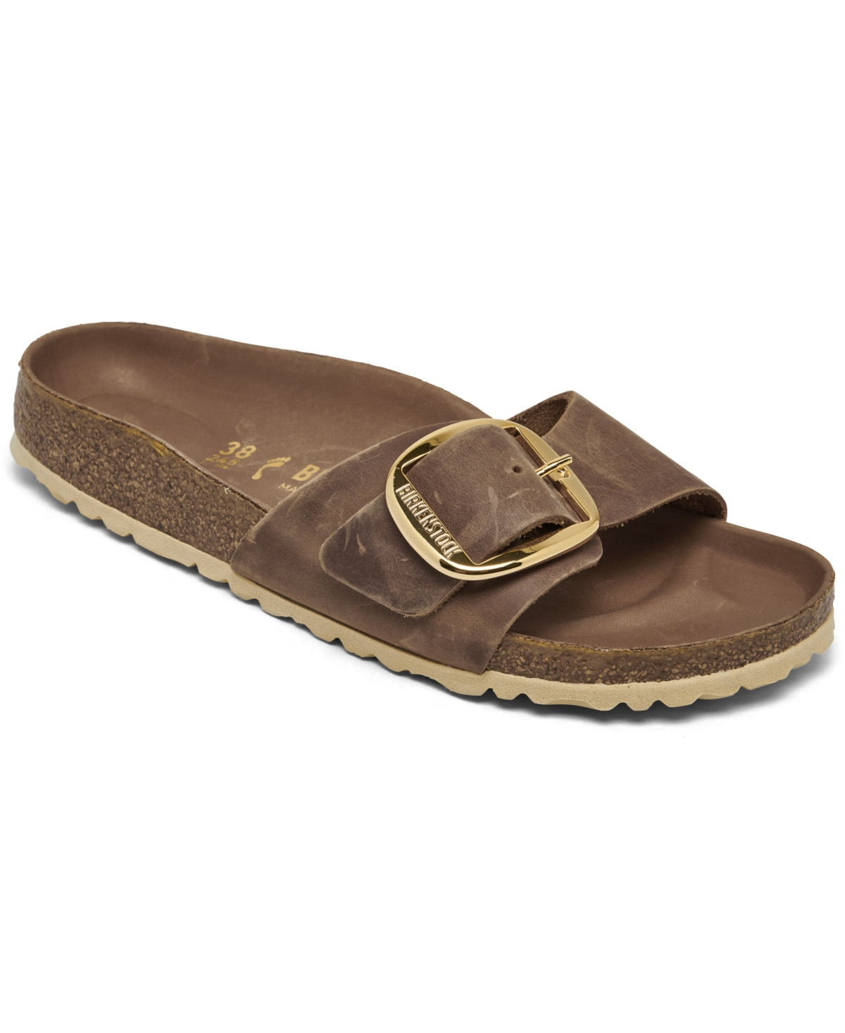Birkenstock Women's Madrid Big Buckle Sandals from Finish Line - Beige Leather/Gold | Macy's