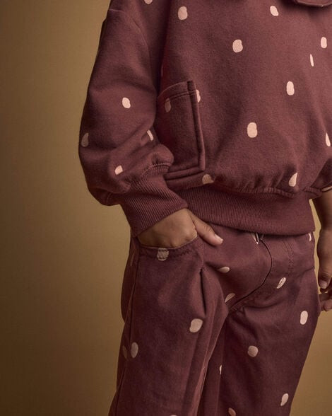 Toddler Girl Pleated Pants in Polka Dots - Burgundy | Carter's Inc