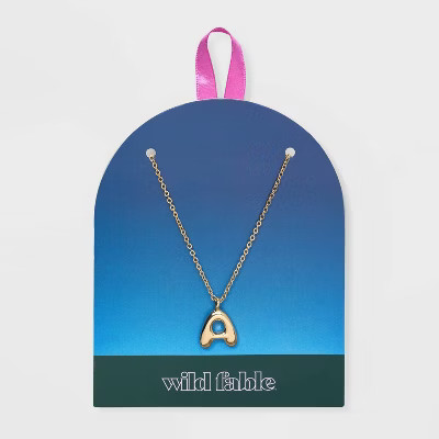 Puffy Initial Charm Pendant Necklace - Wild Fable™ Gold | Target