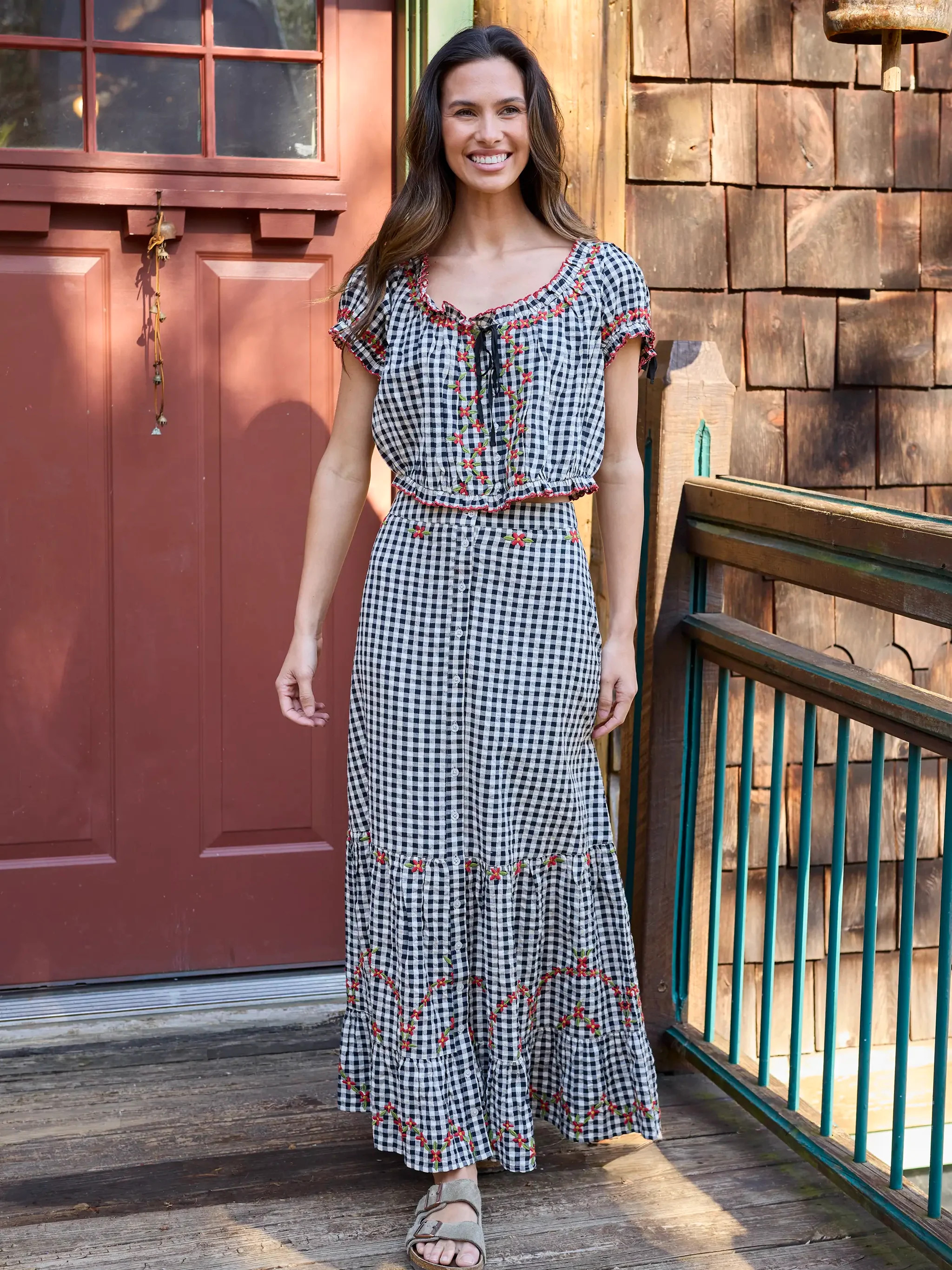 Free Fallin' Embroidered Cotton Maxi Skirt | Natural Life