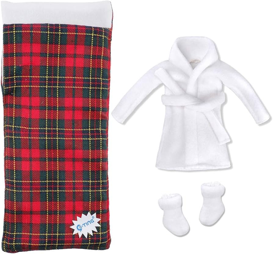 E-TING Santa Clothing Bathrobe Christmas Accessories for elf Doll (White Bathrobe with Sleeping B... | Amazon (US)