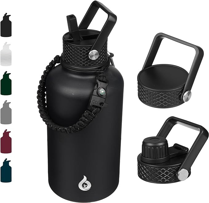BJPKPK Half Gallon Insulated Water Bottles with Straw Lid, 64oz Large Water Jug, Stainless Steel ... | Amazon (US)