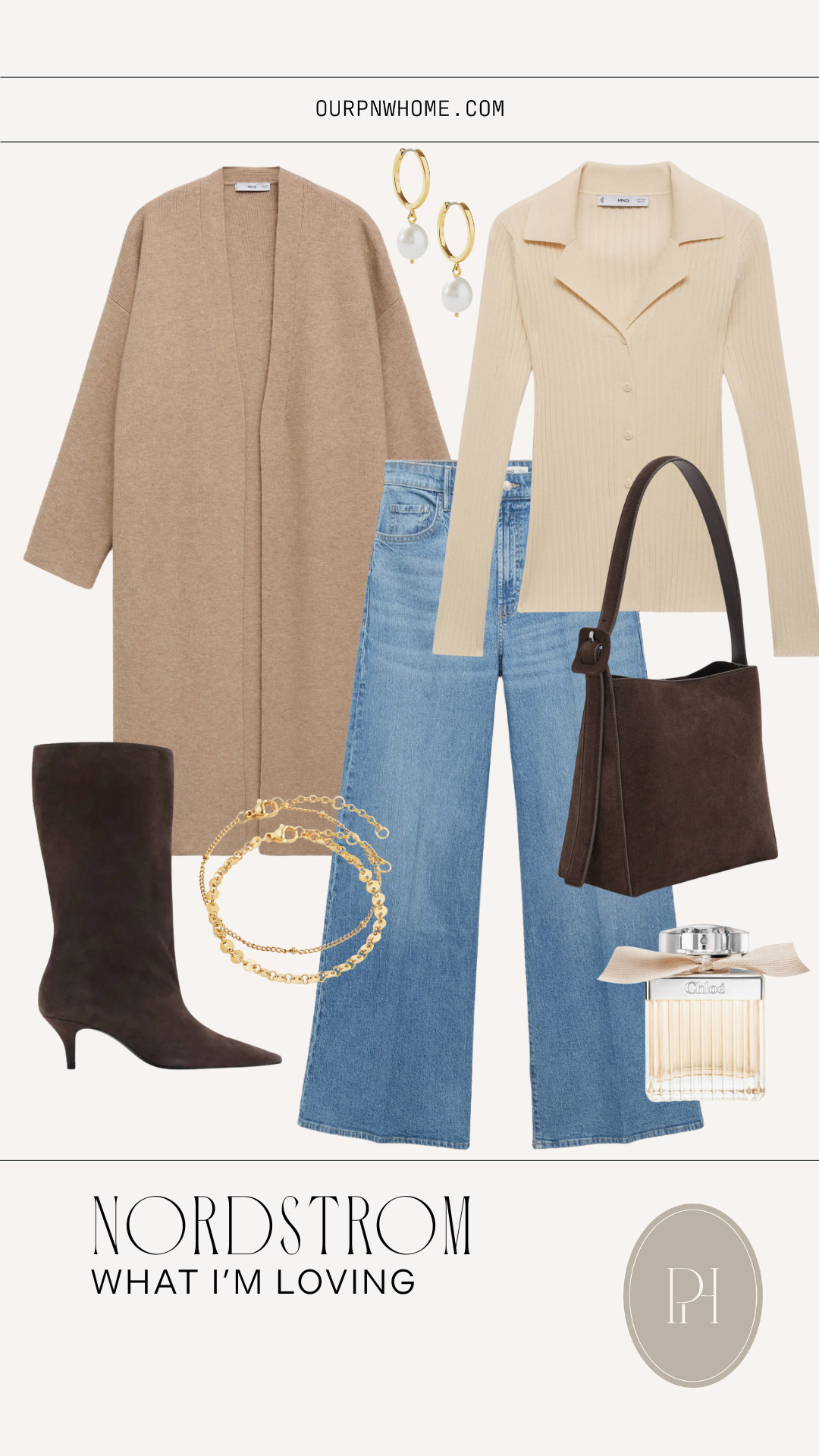 What I'm loving lately from Nordstrom!

wide leg jeans, wide leg denim, medium wash jeans, polo long sleeve shirt, long sleeve top, neutral outfit, winter fashion, winter style, winter looks, winter outfit, long cardigan, tan cardigan, cream top, open front cardigan, brown boots, suede boots, mid-calf boots, brown handbag, suede handbag, suede tote bag, pear earrings, gold bracelets, perfume, women's fragrance, neutral look 

 #LTKootd #LTKSeasonal #LTKWorkwear