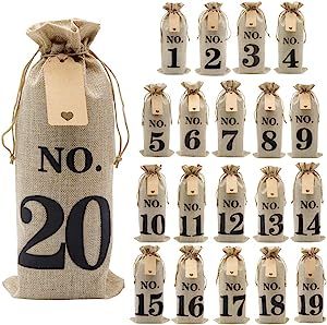 Shintop 20pcs Jute Wine Bags with Gift Tags and 100 Feet Jute Twine, 14 x 6 1/4 inches Hessian Nu... | Amazon (US)