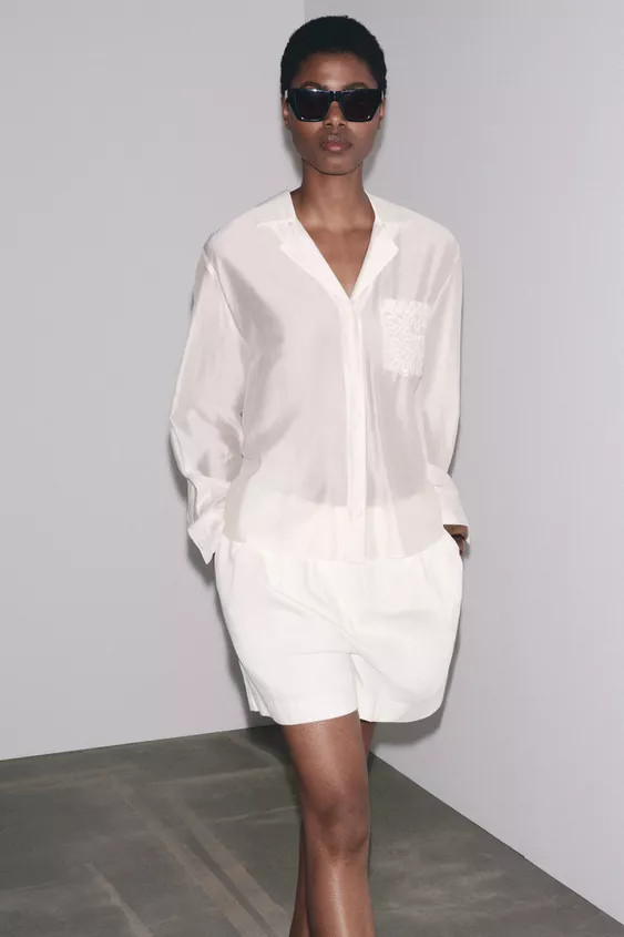 ZW COLLECTION EMBROIDERED POCKET SHIRT | Zara UK