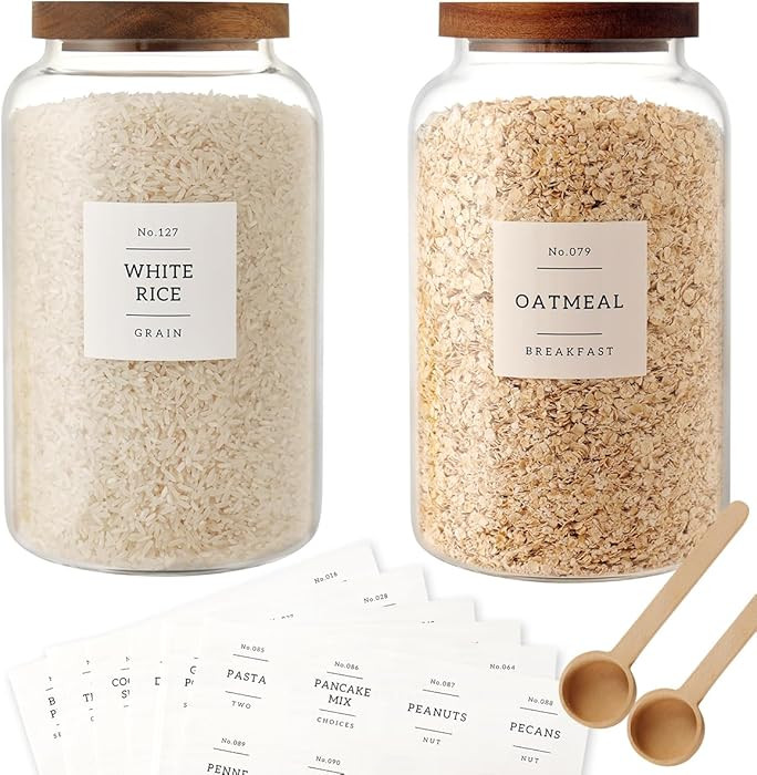 2 PCS Large Glass Jar with Airtight Lid, Glass Food Storage Jars for Tea,Spice,Cereal, Egg,Flour,... | Amazon (US)