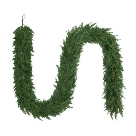 My Texas House 9ft Non-lit Natural Feel Cedar Green Artificial Christmas Garland, Soft PE | Walmart (US)