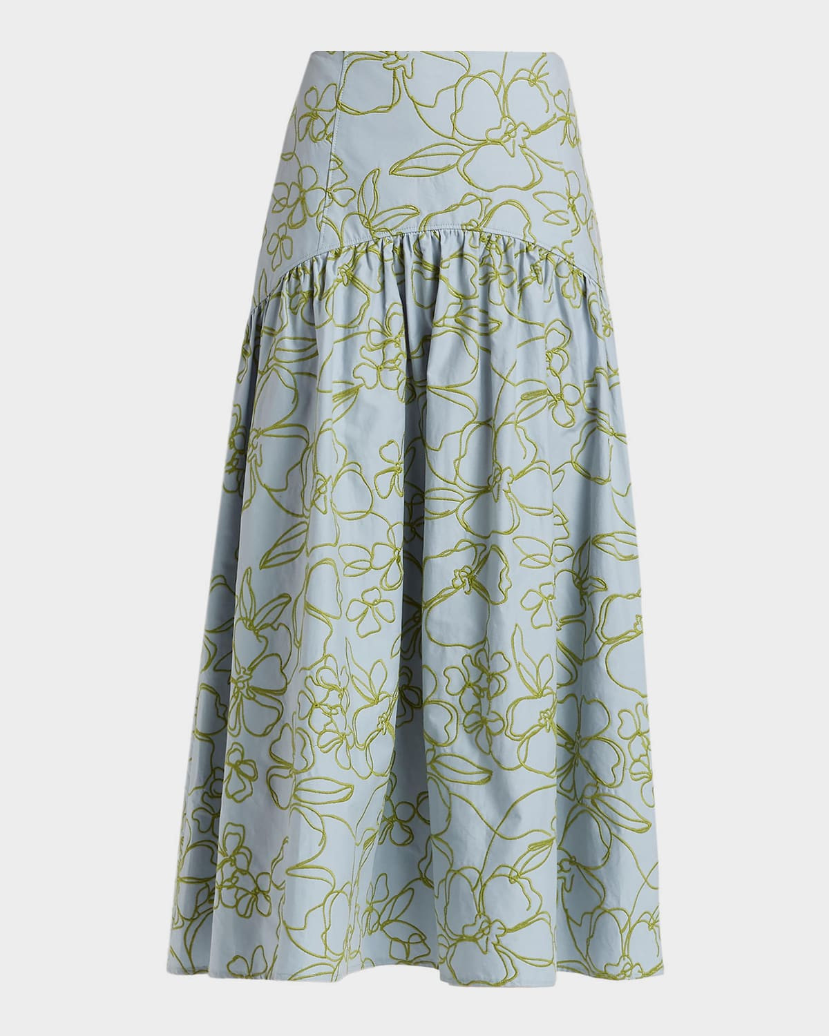 Zoanne Floral Embroidered Midi Skirt | Neiman Marcus