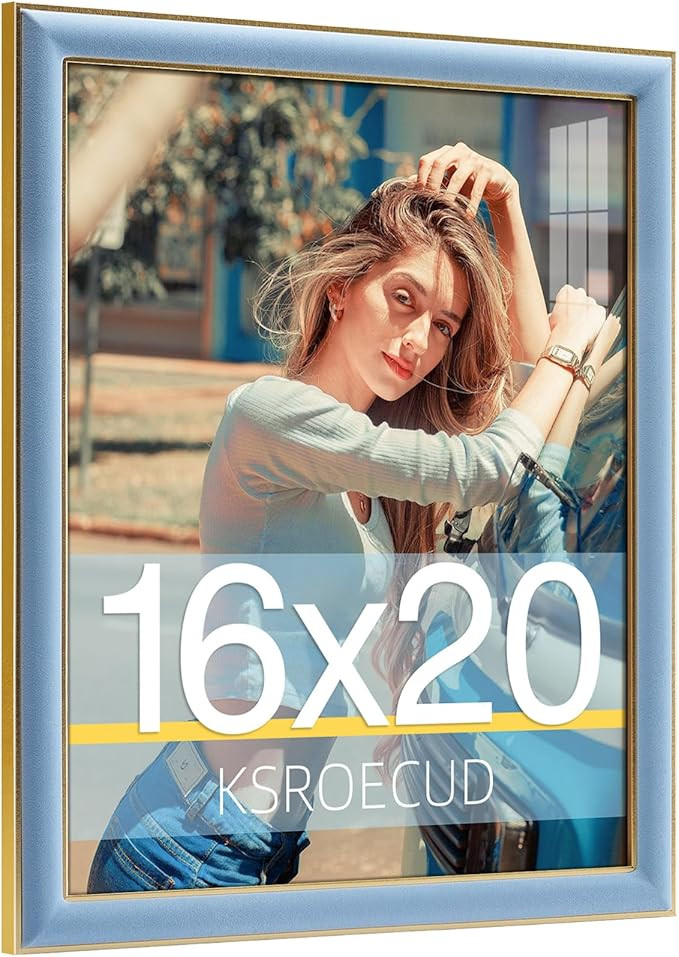 16x20 Velvet Picture Frame, Spruce Blue 16x20 Velvet Photo Frame with Vintage Gold Border, 16 by ... | Amazon (US)