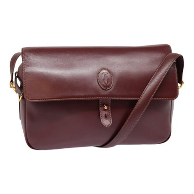 CARTIER Shoulder Bag Leather Bordeaux Gold Auth 88460  | eBay | eBay US