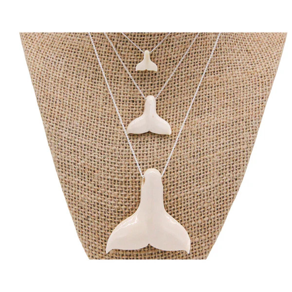 Fossil Whale Tail Pendant, Nantucket Necklaces, Nantucket Pendants | Whale Tail Weaving