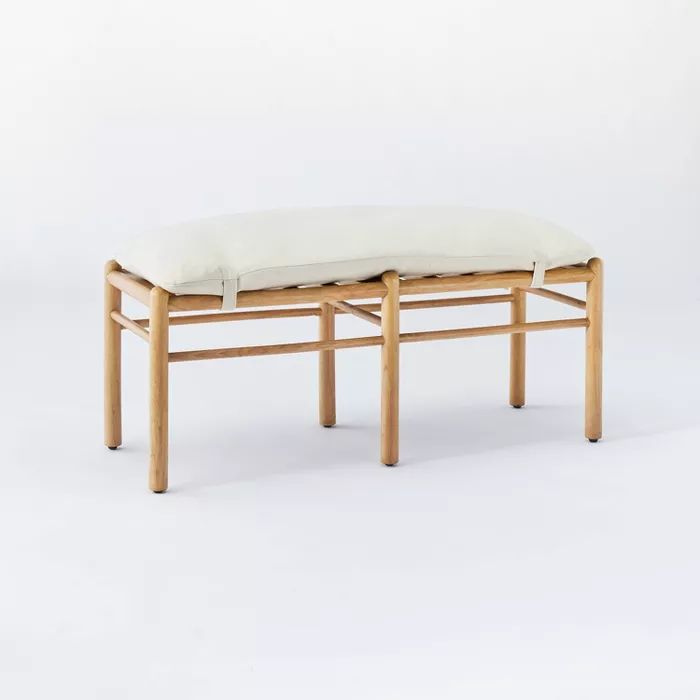 Emery Wood and Upholstered Bench with Straps Natural - Threshold&#8482; designed with Studio McGe... | Target