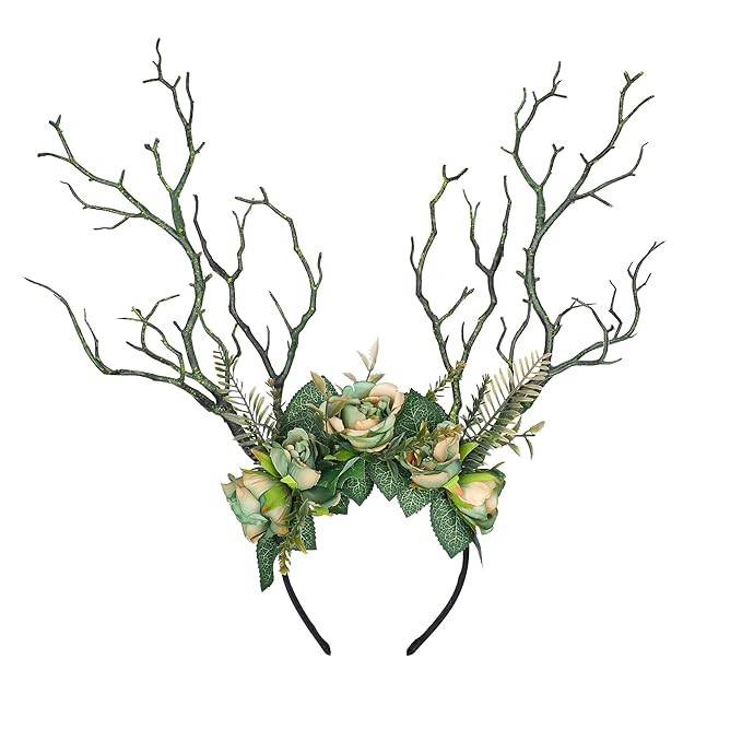 MOSTORY Handmade Green Branch Crown Woodland Flower Headband Forest Antler Headpiece Floral Fairy... | Amazon (US)