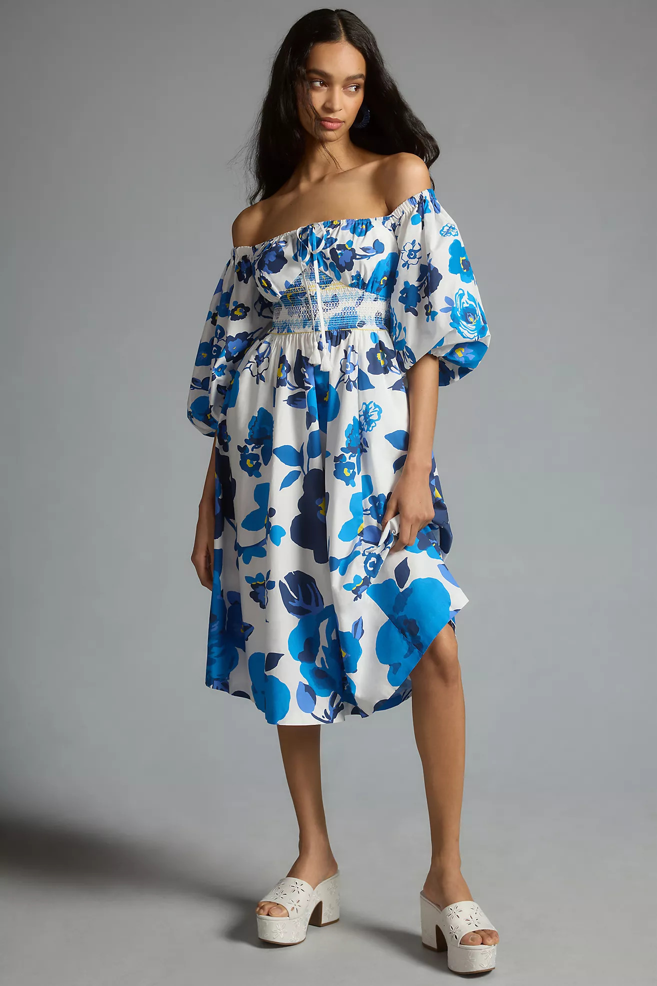 Plenty by Tracy Reese Off-The-Shoulder Puff-Sleeve Smocked Dress | Anthropologie (US)