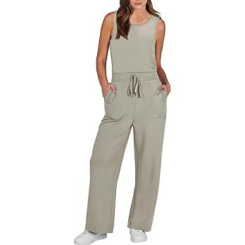 ANRABESS Air Essentials Jumpsuits for Women Casual Summer Romper Sleeveless Wide Leg Long Pants J... | Amazon (US)