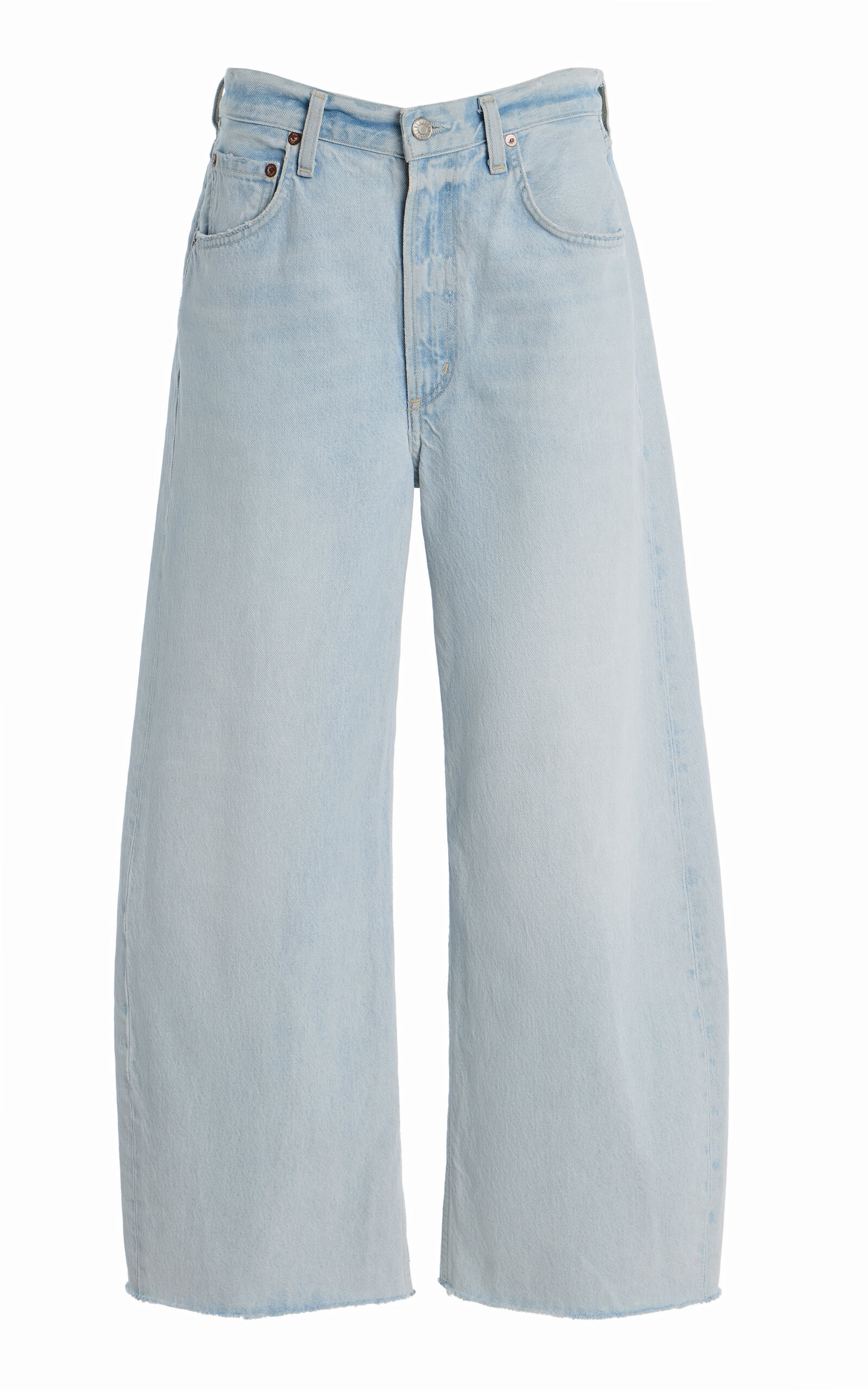 Agolde - Low Curve Fray Rigid Mid-Rise Barrel-Leg Jeans - Light Wash - 24 - Moda Operandi | Moda Operandi (Global)