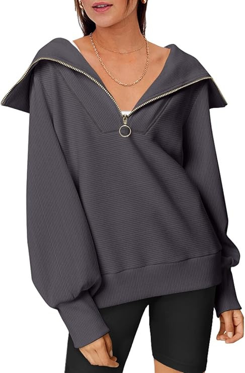 EFAN Womens Oversized Half Zip Pullover Sweatshirts Hoodie Quarter Zip Tops for Teen Girls Fall T... | Amazon (US)