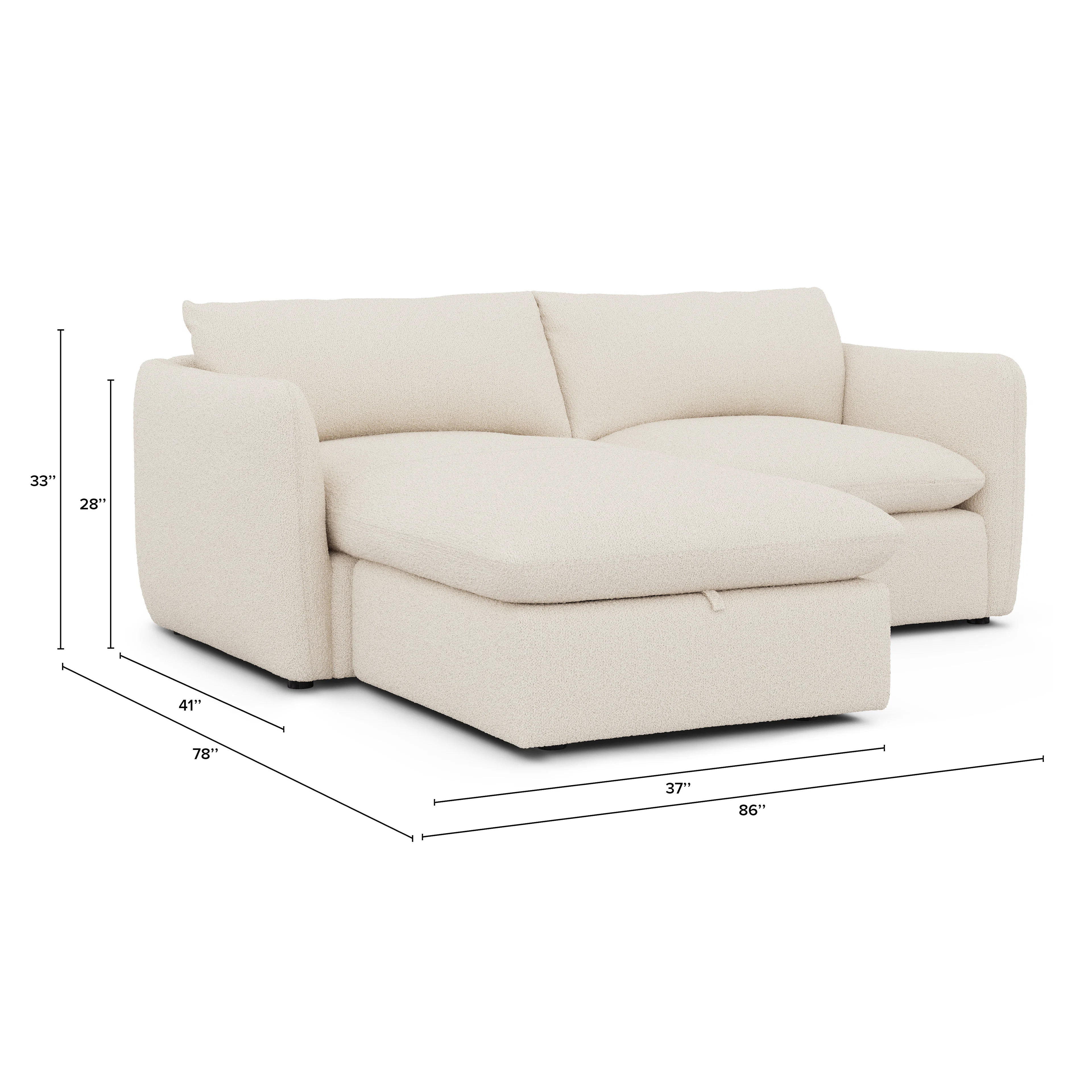 Leigh 83" Reversible Storage Sectional - Ivory Wool Bouclé | Article