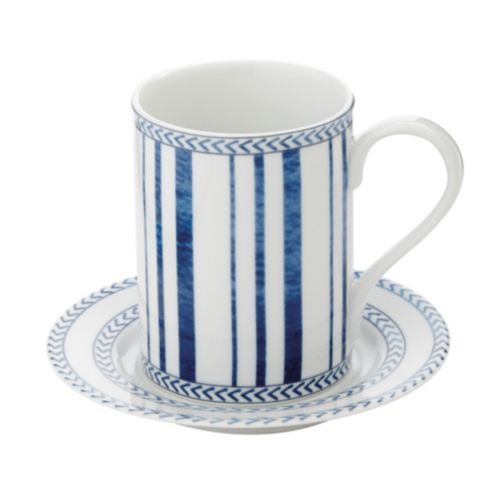 BW Campbell House Blue & White Porcelain Mugs & Saucers Set of 4 | Ballard Designs, Inc.