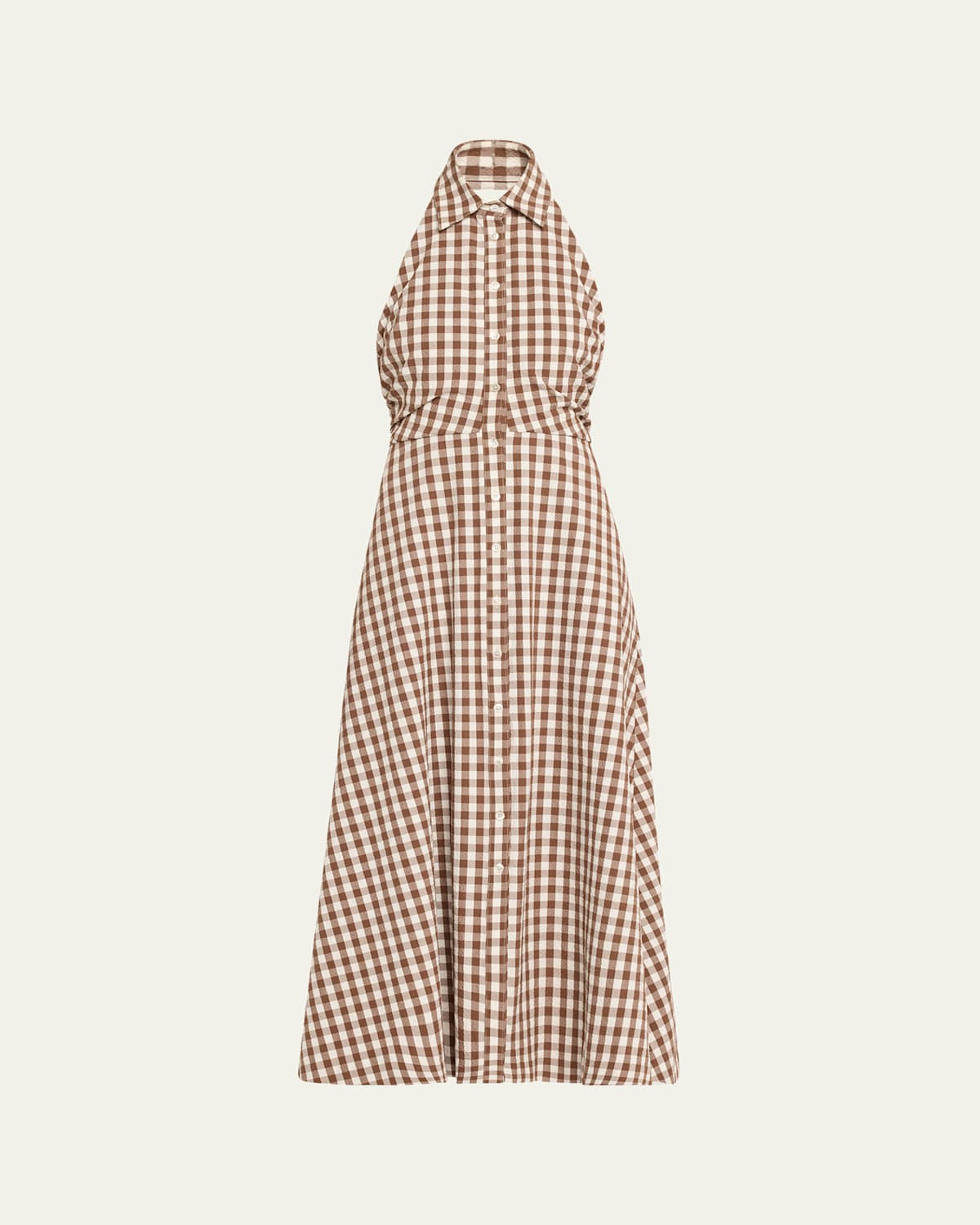 Mackey Button-Front Gingham Midi Dress | Bergdorf Goodman