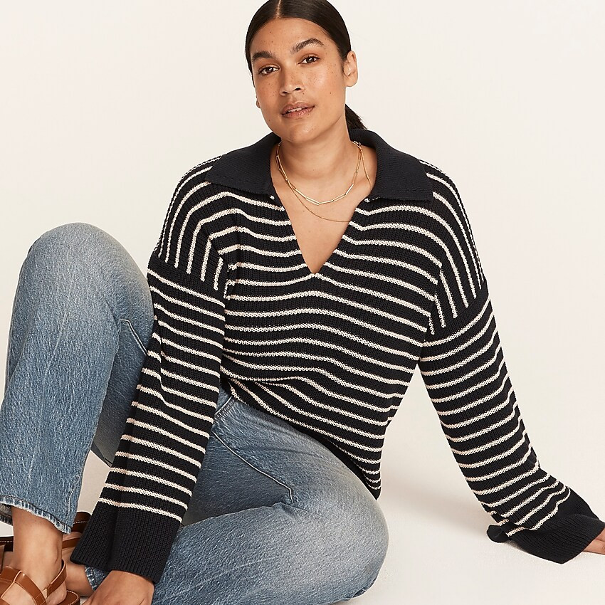 Relaxed collared sweater in stripe | J. Crew US