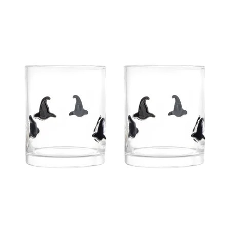 Thyme & Table 12 fl oz Halloween Black Witch Hat Charm Drinking Glasses, Set of 2 | Walmart (US)