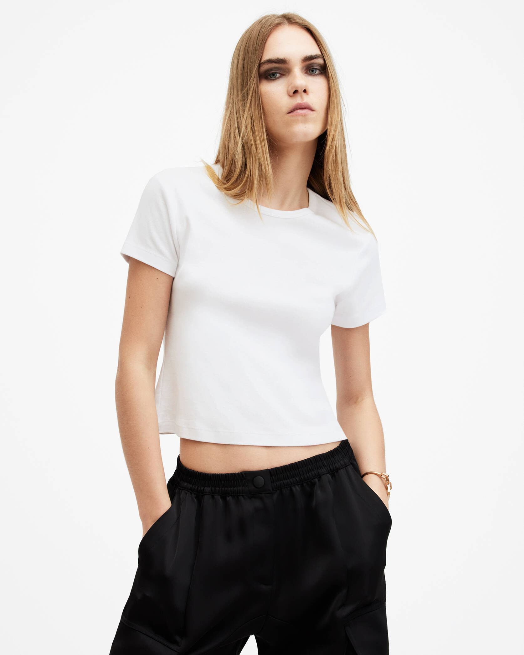 Stevie Slim Fit Short Sleeve T-Shirt Optic White | ALLSAINTS US | AllSaints US